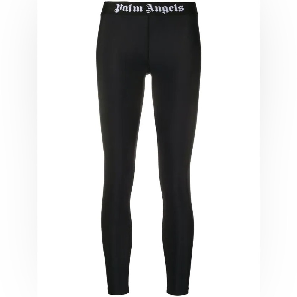 Palm Angels Black Logo Waistband Leggings